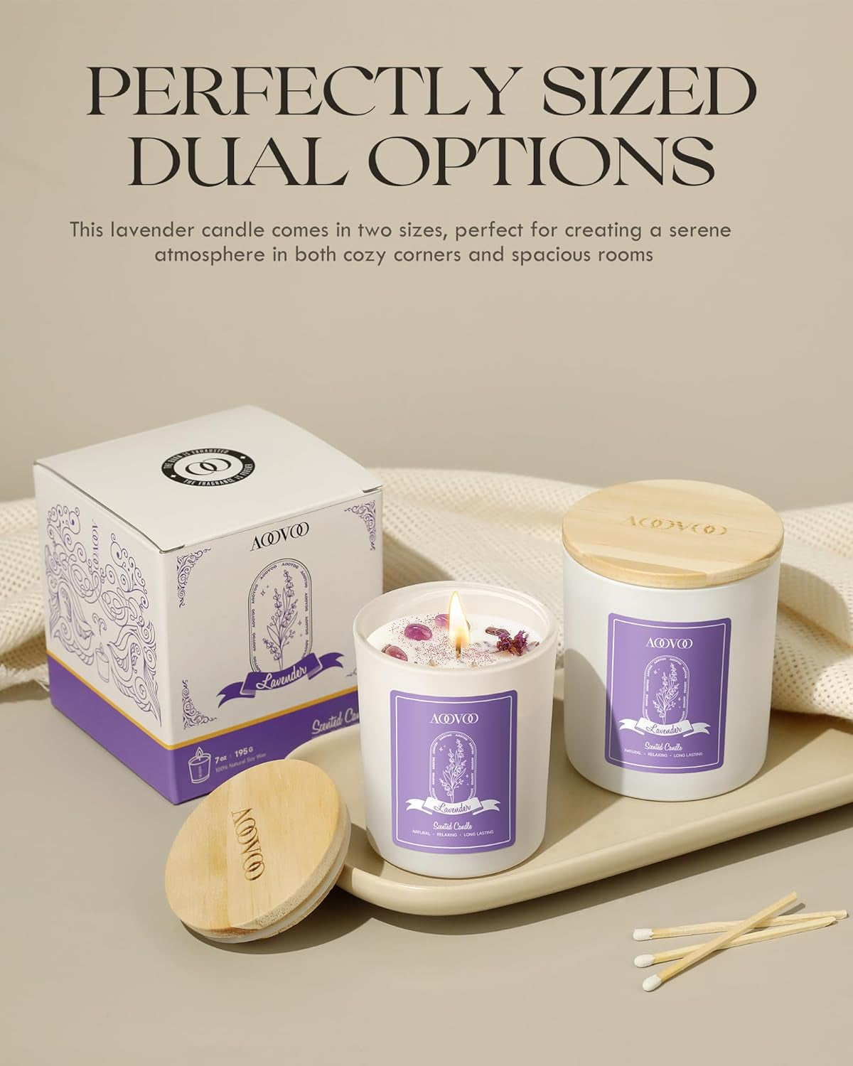 Lavender Scented Candles for Women - Aromatherapy Candle with Crystals Inside, 7Oz Soy Candles for Home Scented, Birthday Gifts Mothers Day Candle for Women Mom