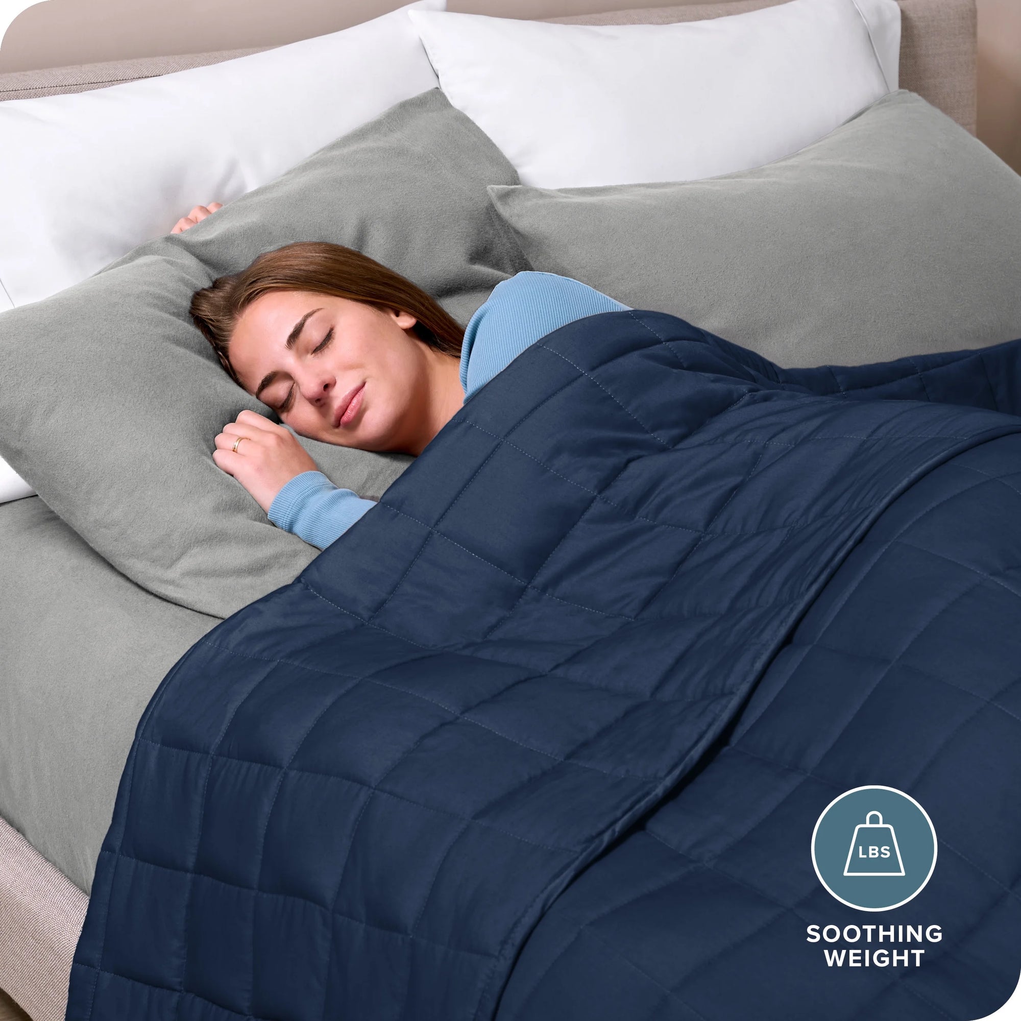 15 Lbs Weighted Blanket for Adults and Kids - 48" X 72" - 210Tc Twill Cotton, Dark Blue