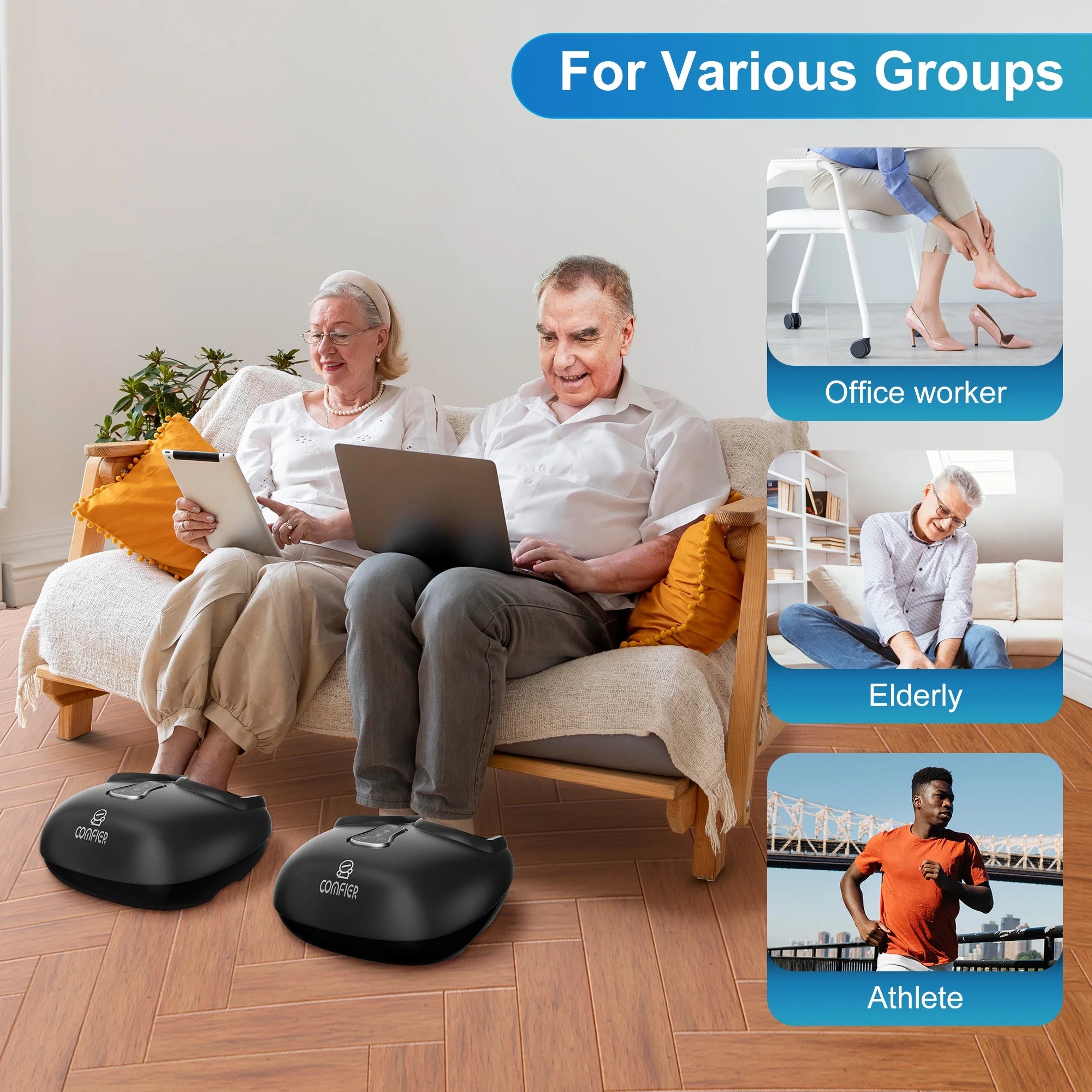 Shiatsu Foot Massager with Heat Deep Kneading Feet Massage Machine for Plantar Fasciitis Blood Circulation Size up to 13-Black