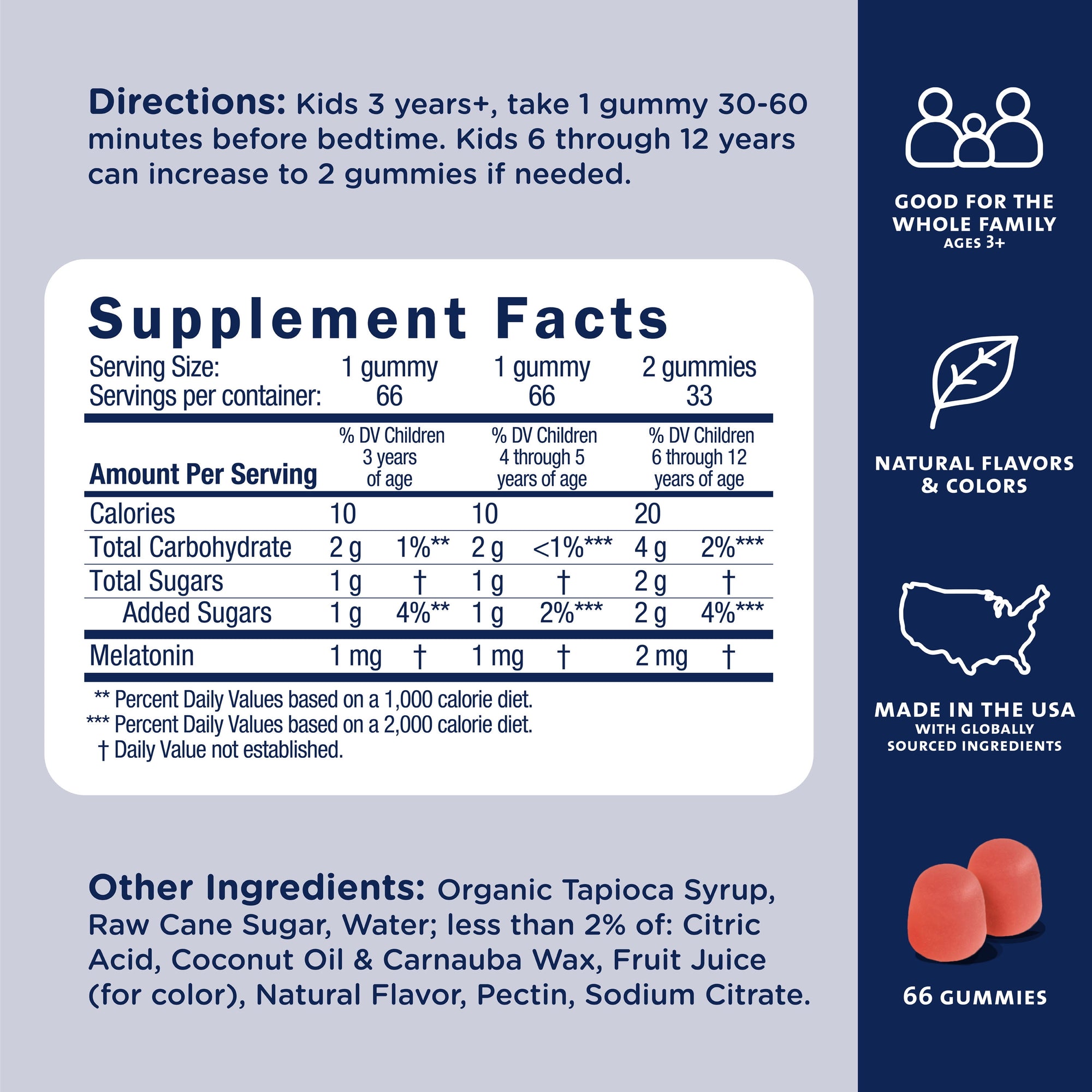 (2 Pack)  Kids Sleep Gummies, Dietary Supplement, Strawberry, 66 Count