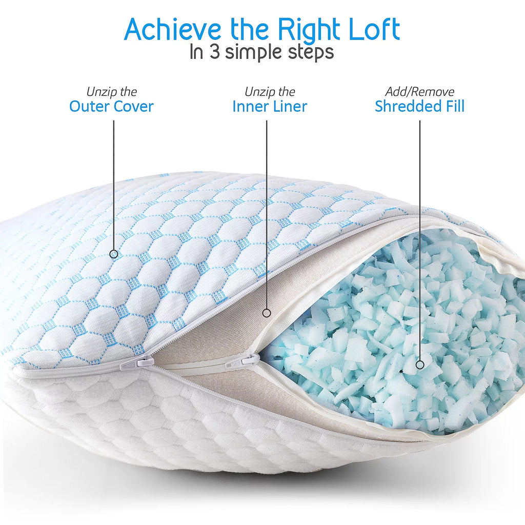 Virtu Temperature Regulating Reversible Small Toddler Pillow for Sleeping 1 - 3 Cooling Pillow, Toddler Memory Foam Pillow for Kids, 13" X 18"