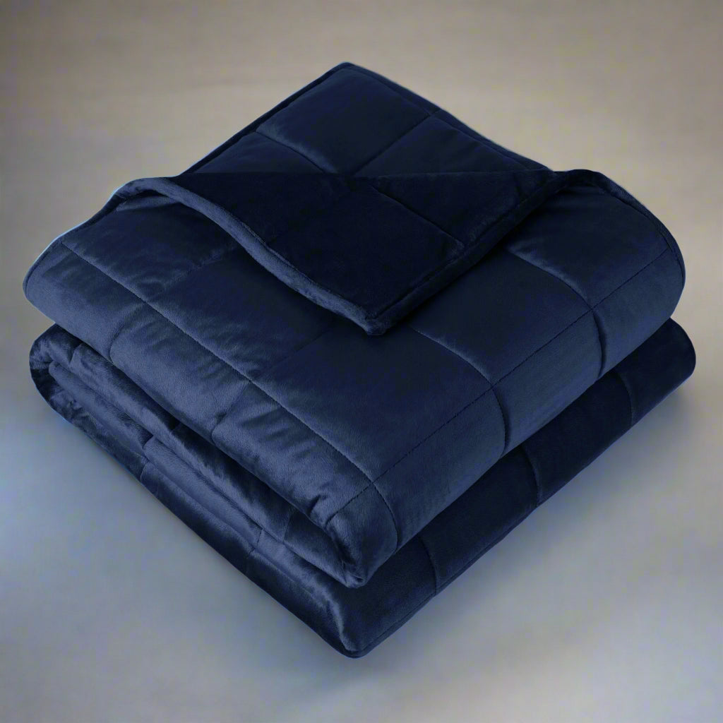 25 Lbs Weighted Blanket for Adults - 80" X 87" - Minky Fleece, Dark Blue