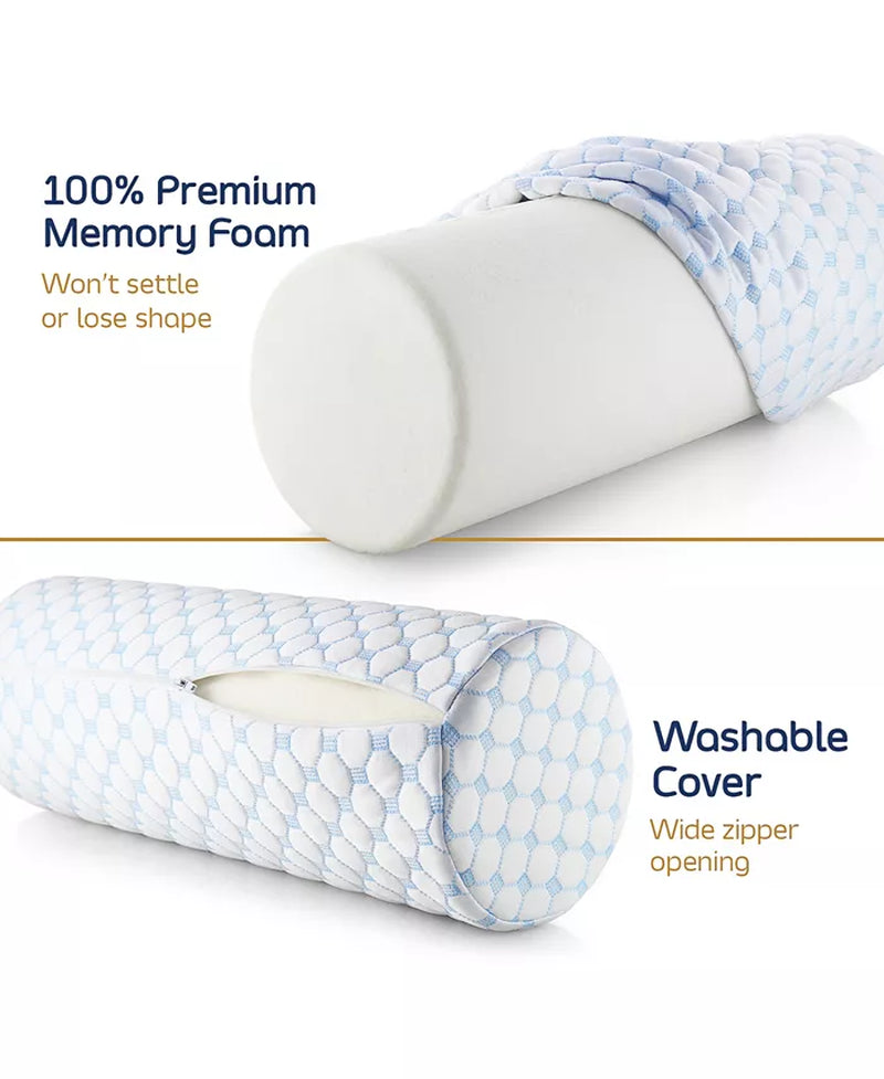 Memory Foam Neck Roll Bolster Cooling Cover Firm Density Pillow