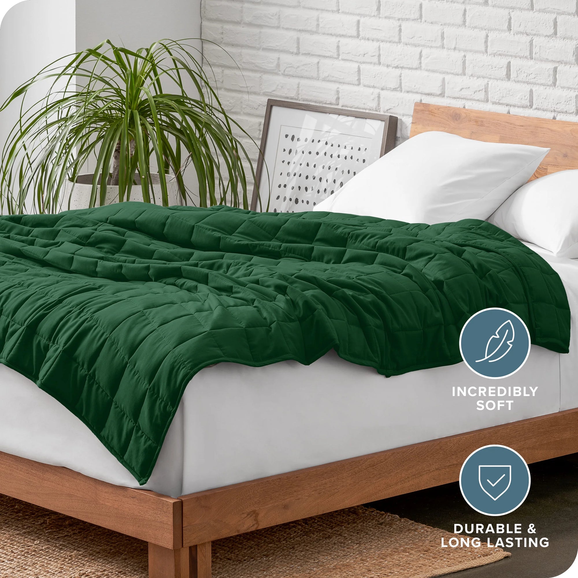 17 Lbs Weighted Blanket for Adults - 60" X 80" - 210Tc Twill Cotton, Forest Green