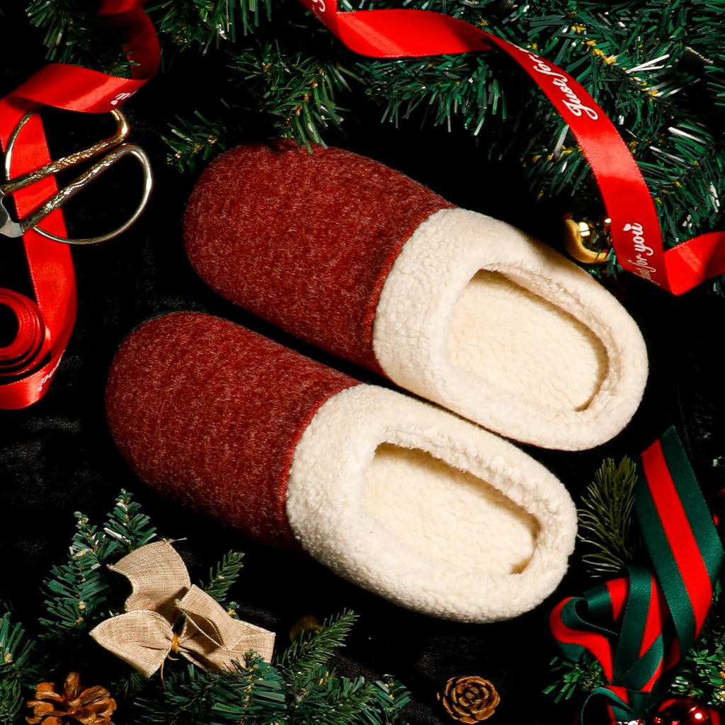 Women'S Lamb-Rub Sherpa House Slippers Memory Foam Indoor Outdoor