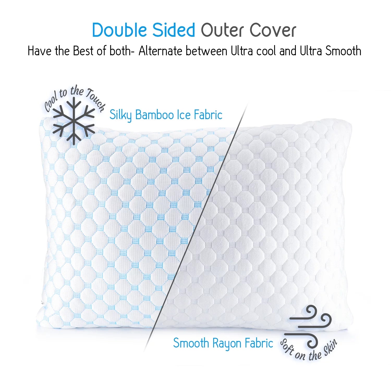 Virtu Temperature Regulating Reversible Small Toddler Pillow for Sleeping 1 - 3 Cooling Pillow, Toddler Memory Foam Pillow for Kids, 13" X 18"