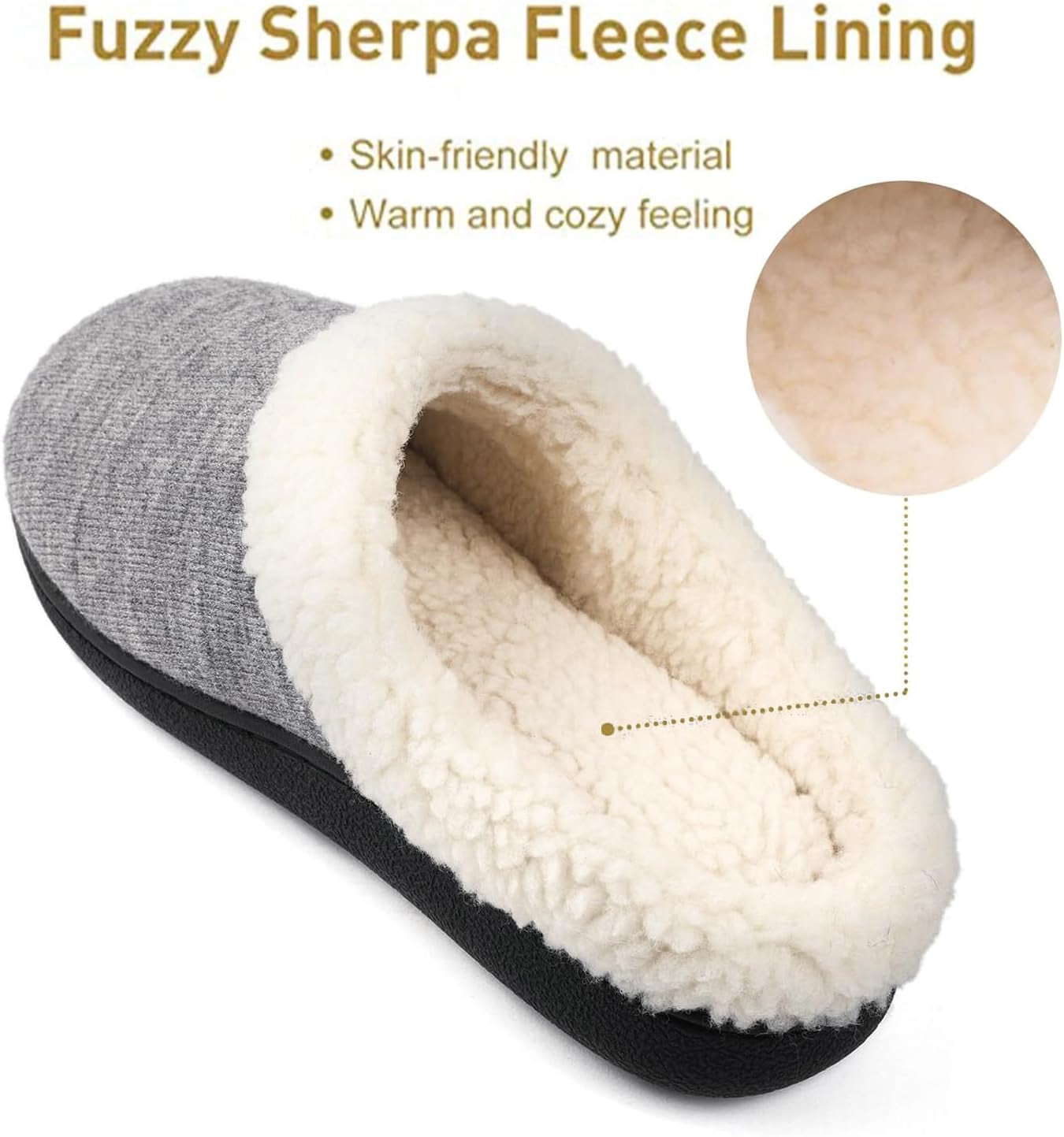 Women'S Lamb-Rub Sherpa House Slippers Memory Foam Indoor Outdoor