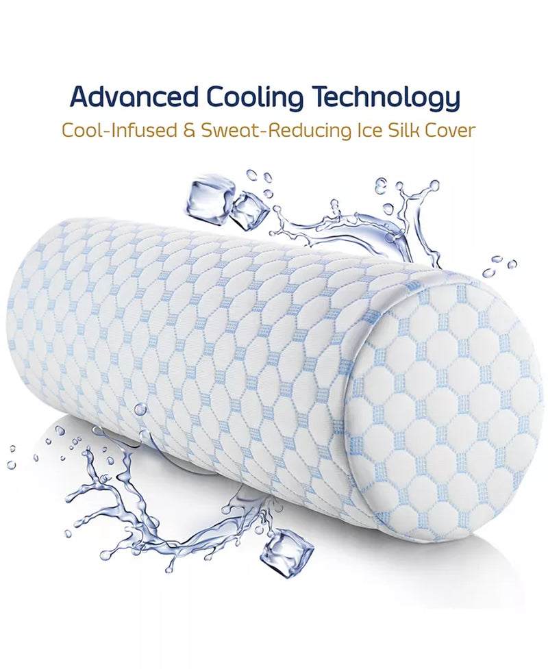 Memory Foam Neck Roll Bolster Cooling Cover Firm Density Pillow