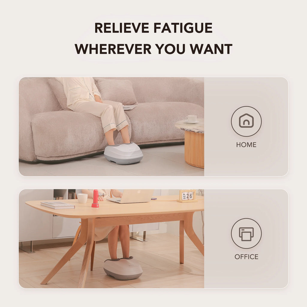 Shiatsu Foot Massager with Heat, Air Compression, Deep Kneading Massage up to Size 12, White