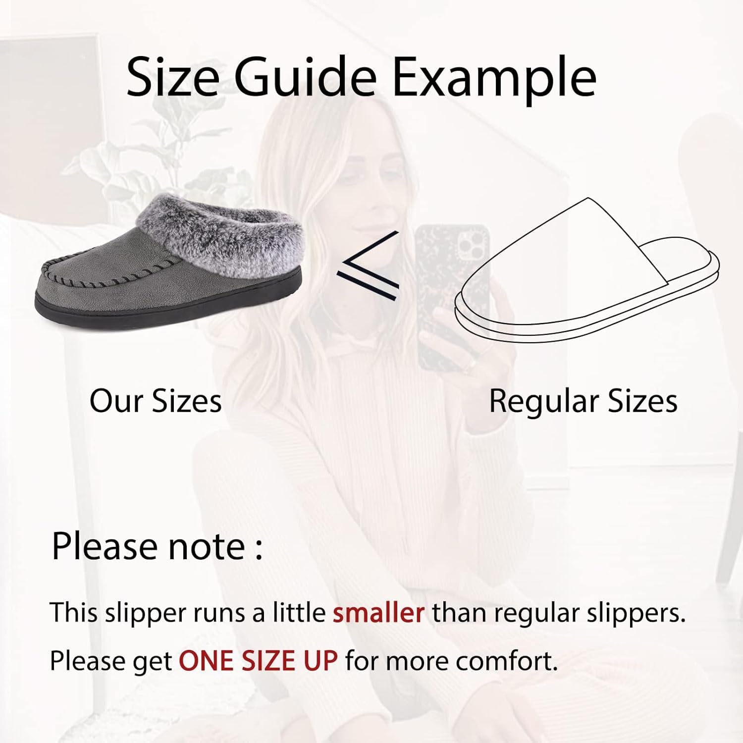 Women'S Memory Foam House Slippers with Hard Bottom, Fur Lined House Shoes with Non-Slip Rubber Sole for Indoor & Outdoor