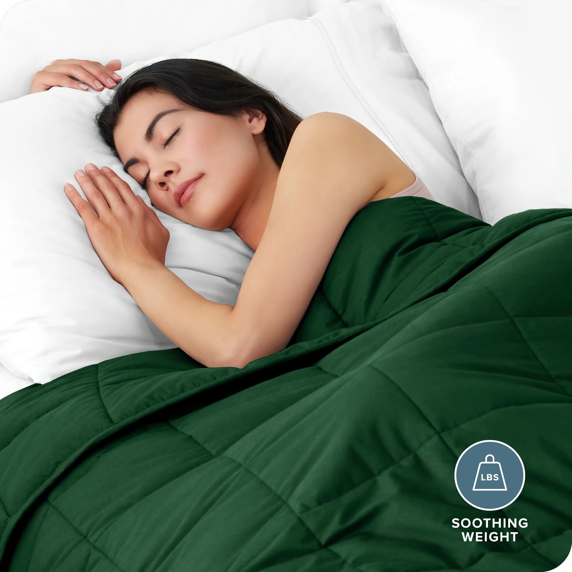 17 Lbs Weighted Blanket for Adults - 60" X 80" - 210Tc Twill Cotton, Forest Green