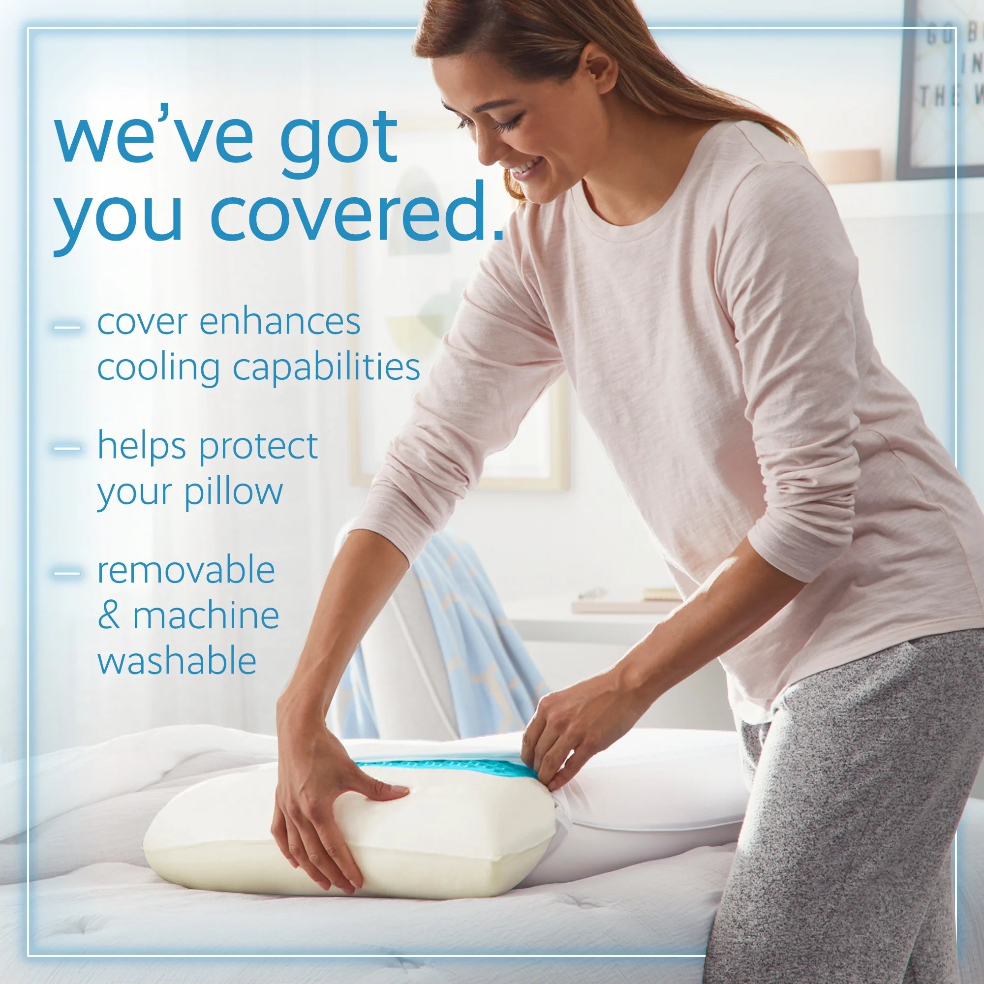 Originals Blue Bubble Gel + Memory Foam Cooling Bed Pillow, Queen Size