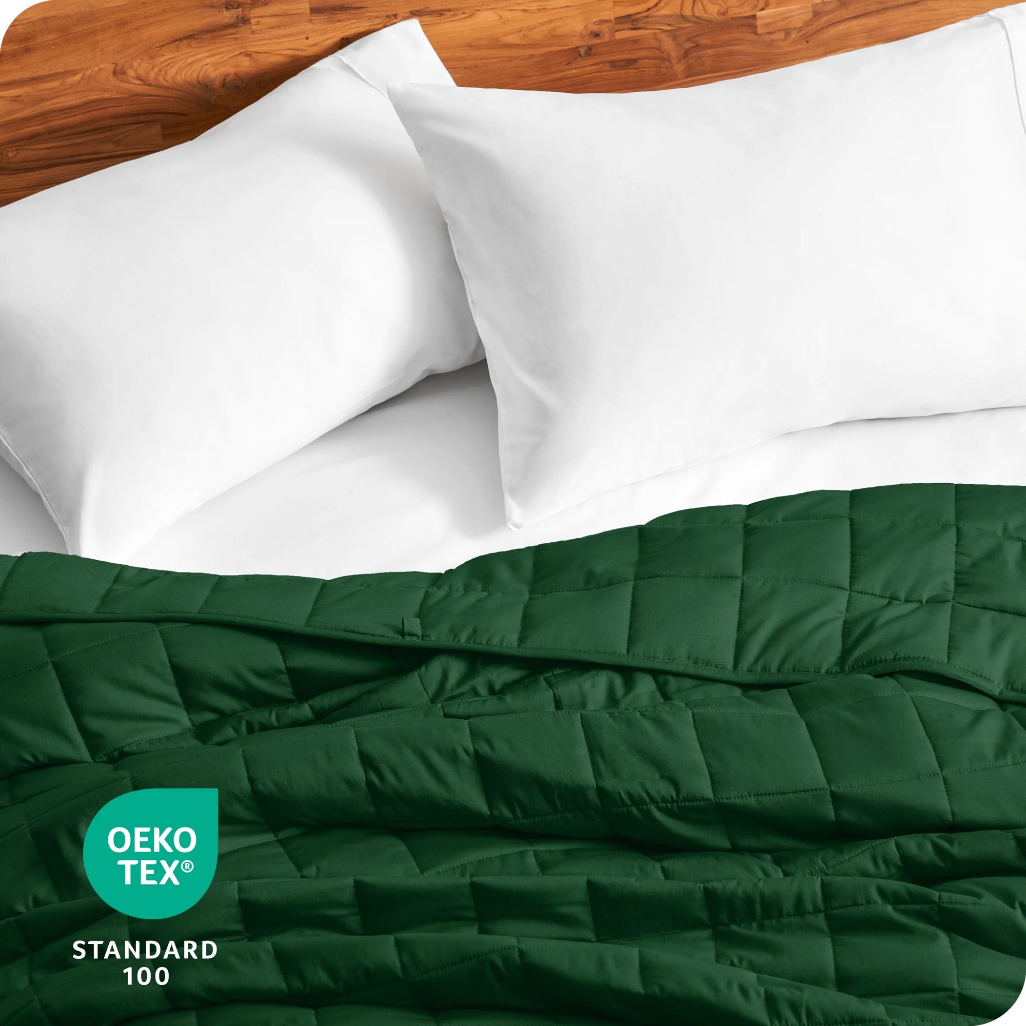 17 Lbs Weighted Blanket for Adults - 60" X 80" - 210Tc Twill Cotton, Forest Green